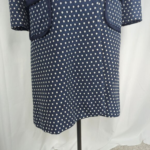 Vintage Rona Pea Coat Small Blue Midi Polka Dot - Picture 4 of 11